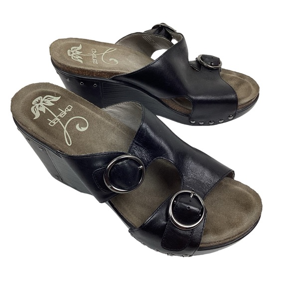 DANSKO Fern Studded Wedge Leather Buckle Platform Sandals #1906020200 - Picture 1 of 13